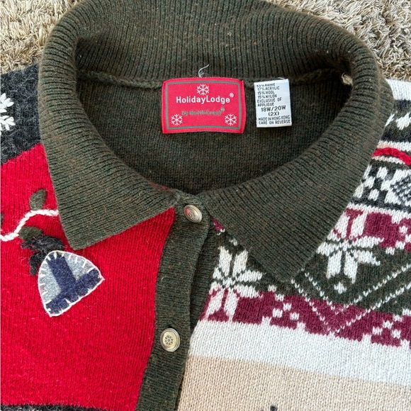 Vintage Novelty Christmas Sweater Holiday Lodge by North Quest Women's size XL - Picture 5 of 5